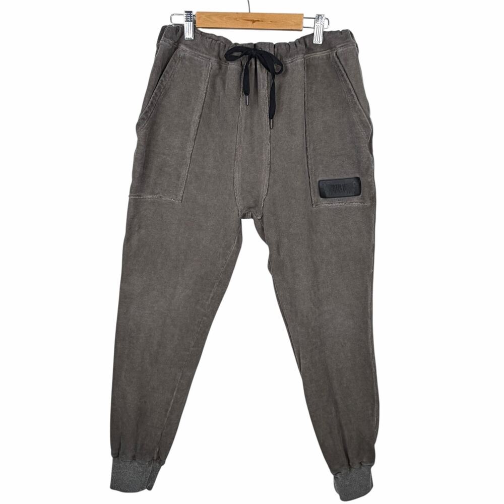 Dolls Kill Darker Wavs Atmosphere Jogger Pants Unisex Medium Washed Brown